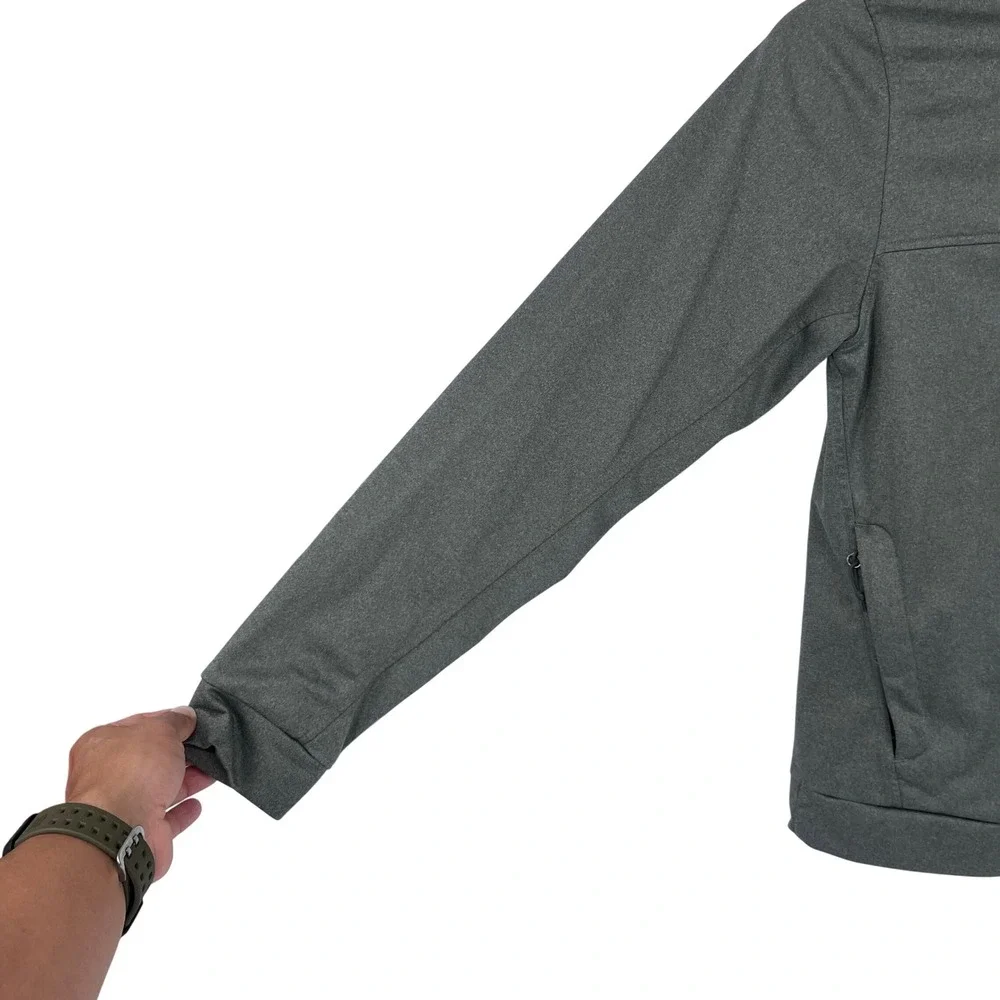 The North Face Track Jacket Mens Medium Grey Full Zip Mock Neck Logo Hiking